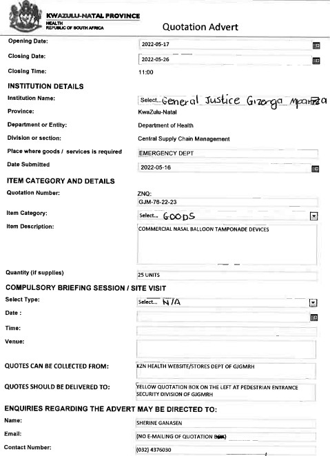 Supply commercial nasal balloon tamponade devices